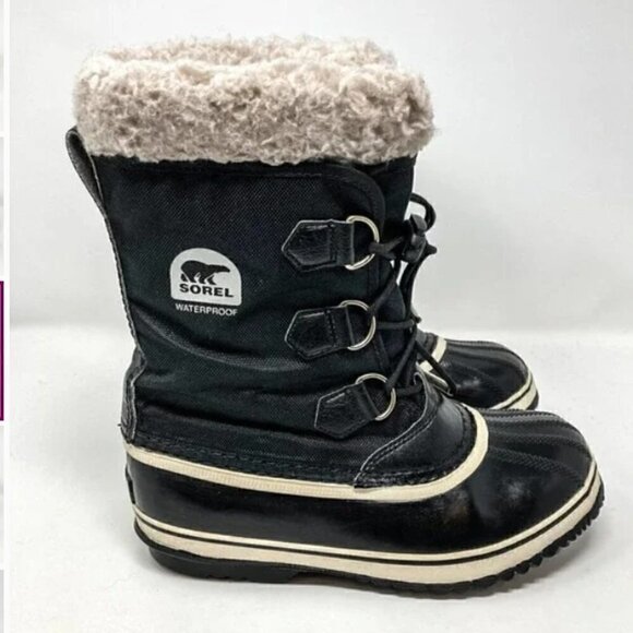 Sorel Black Yoot Pac Waterproof Nylon and Rubber Winter Boots - Size 5 - Picture 4 of 10